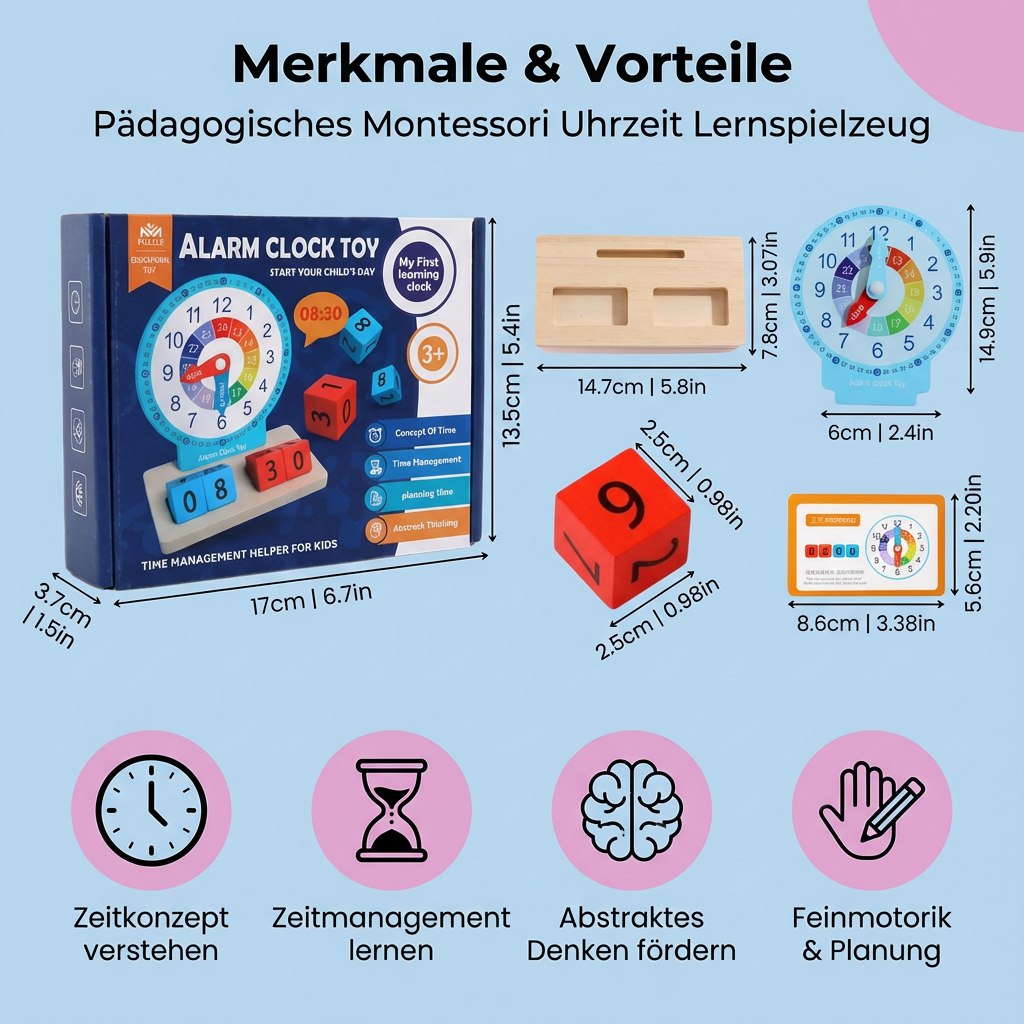 Pädagogisches Montessori Uhrzeit Lernspielzeug