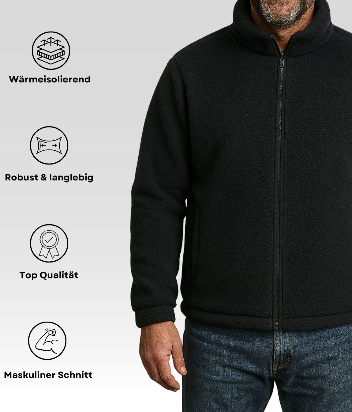 Luca Fleecejacke Schwarz