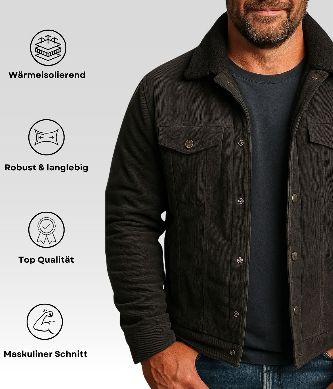 LEO Fleecejacke Schwarz