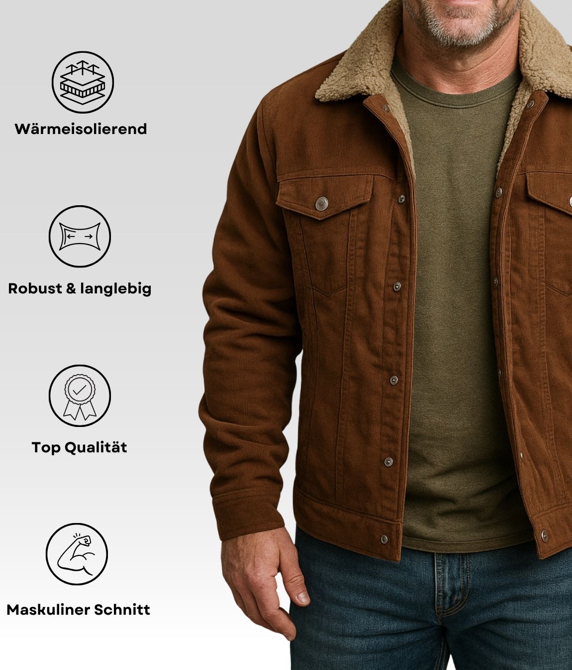 LEO Fleecejacke Braun