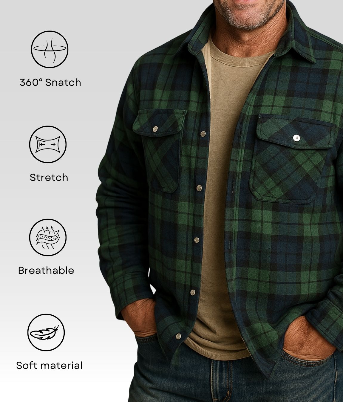 Joe Fleece Jacke Braun Grün