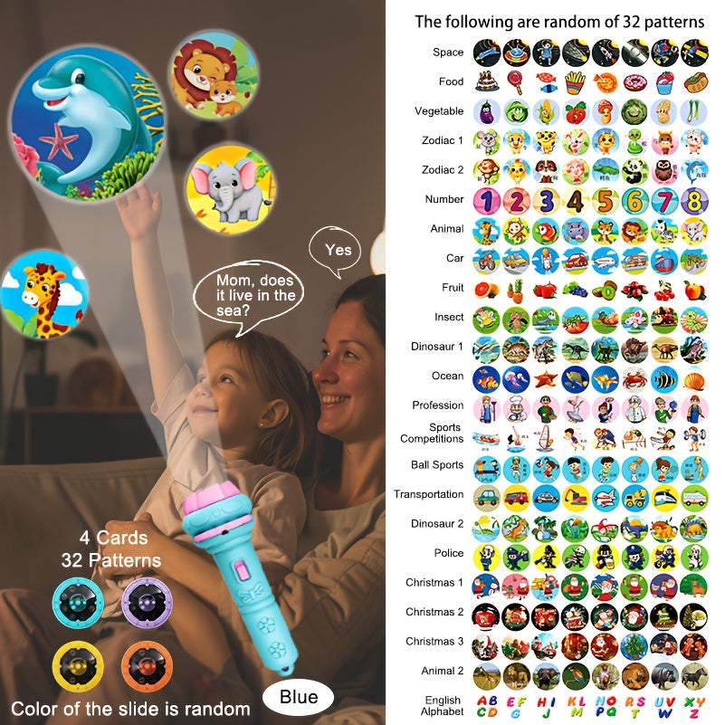 Kinder Projektor Taschenlampe – Lernen wird zum Abendritual