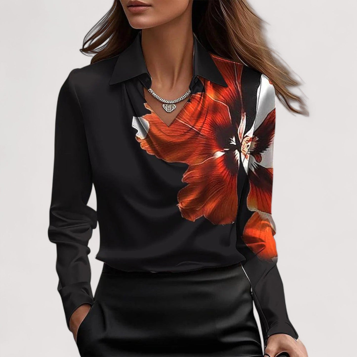 Charlotte™ | Satinbluse V-Ausschnitt