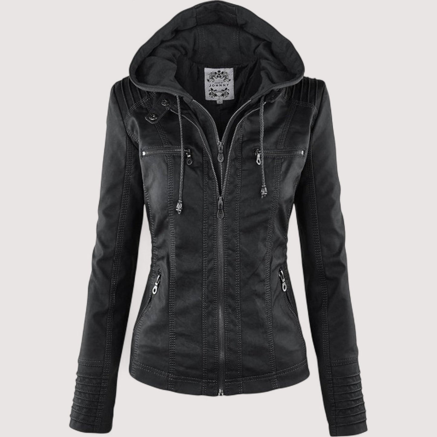 Laurina™ | Taillierte Bikerjacke mit Kapuze
