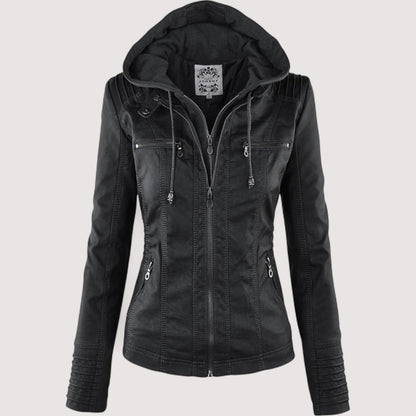Laurina™ | Taillierte Bikerjacke mit Kapuze