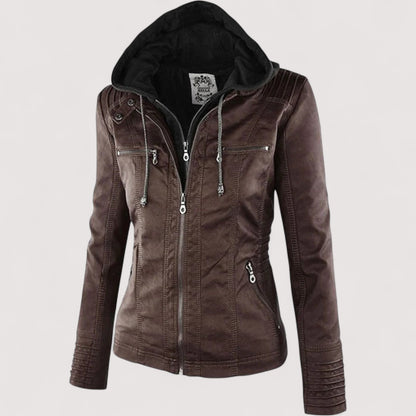 Laurina™ | Taillierte Bikerjacke mit Kapuze