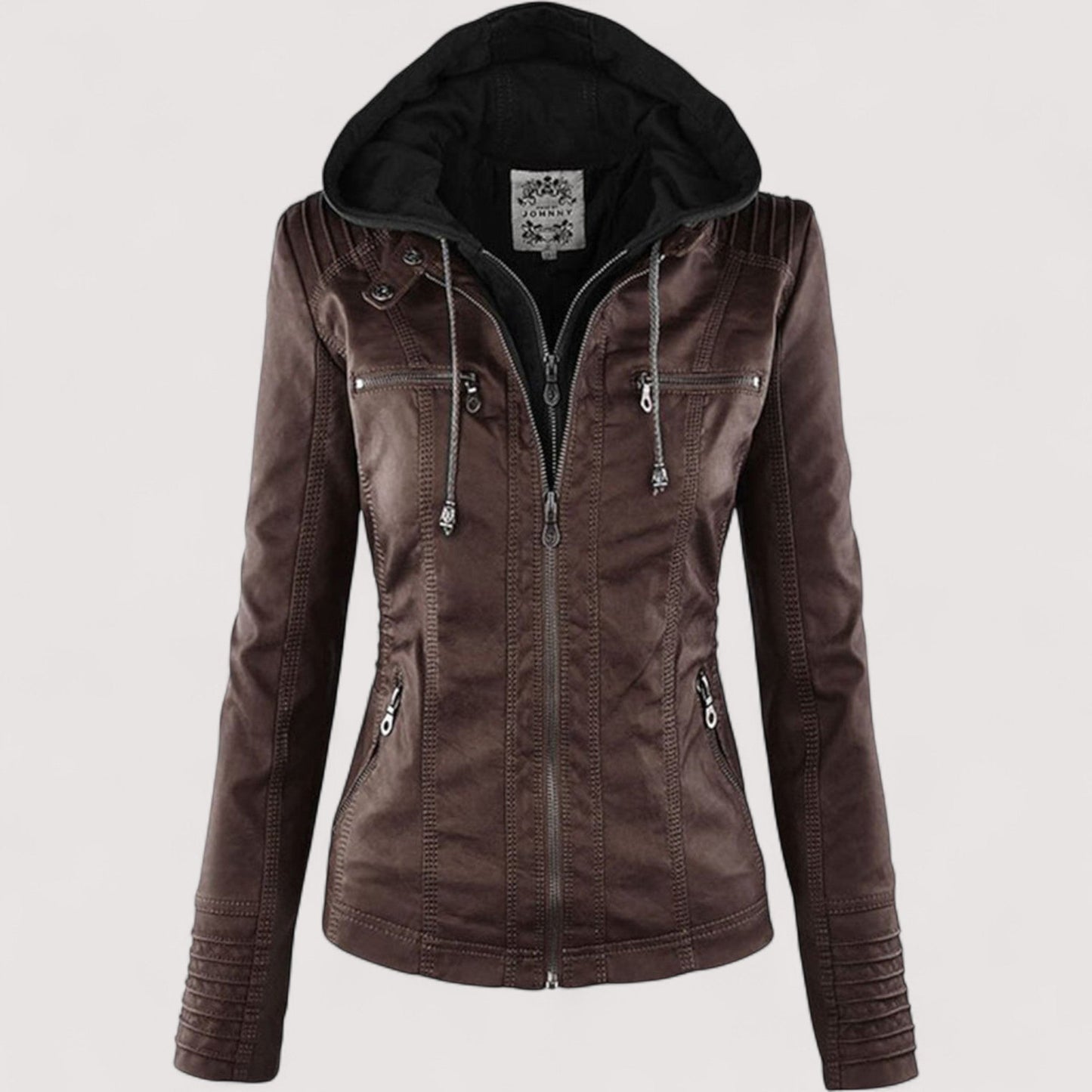 Laurina™ | Taillierte Bikerjacke mit Kapuze