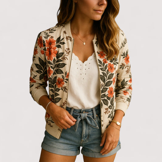Lidia™ | Stylische Bomberjacke mit Blumenmuster