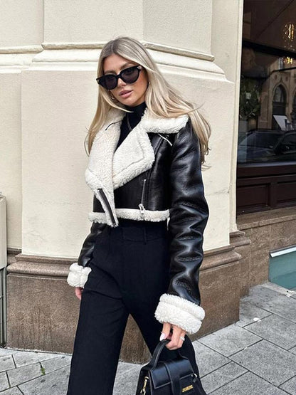 Genaya - Kurzjacke mit Pelzkragen