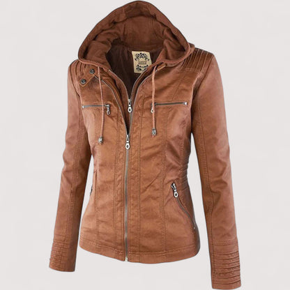 Laurina™ | Taillierte Bikerjacke mit Kapuze