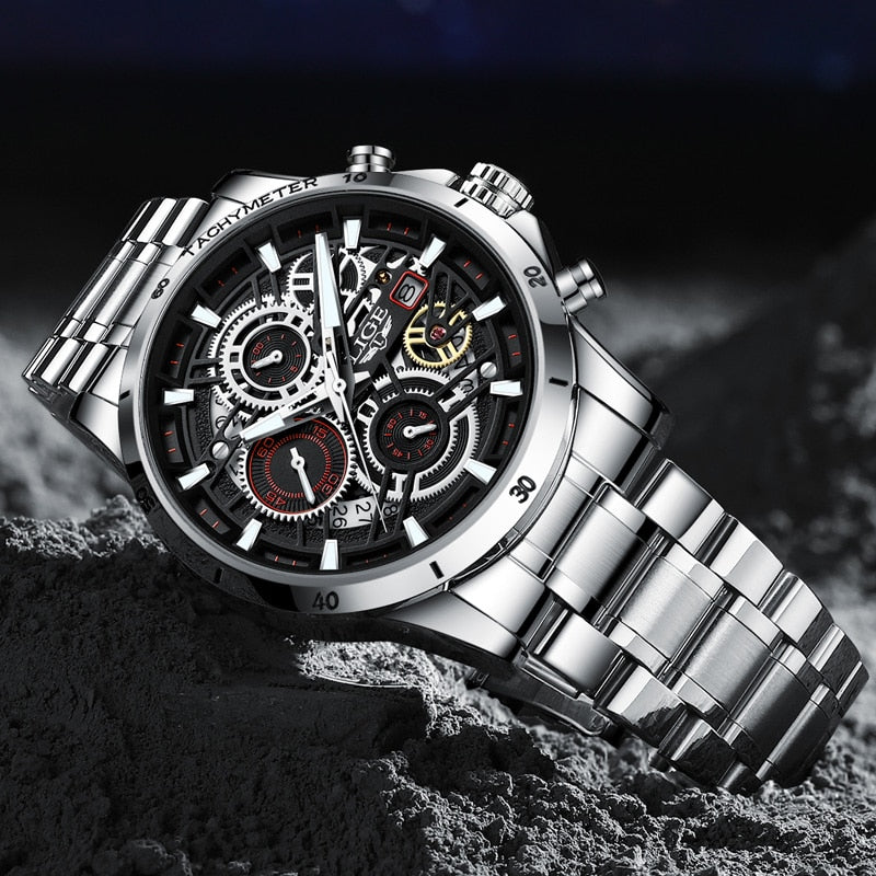 LIGE - Steel Skeleton Watch