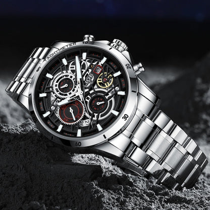 LIGE - Steel Skeleton Watch