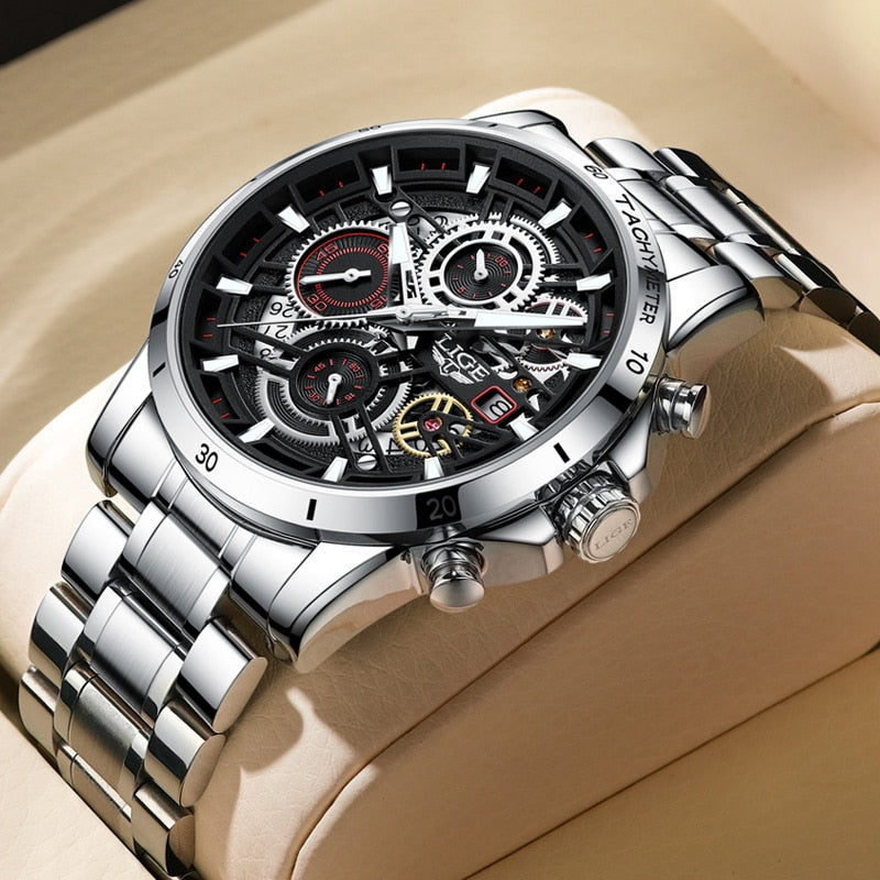 LIGE - Steel Skeleton Watch