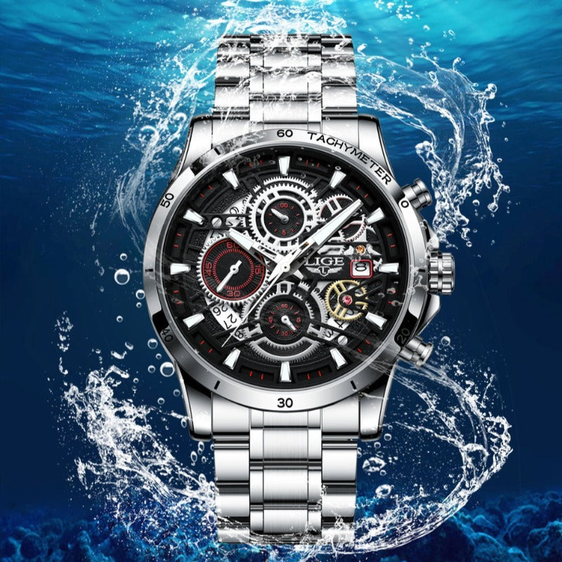 LIGE - Steel Skeleton Watch