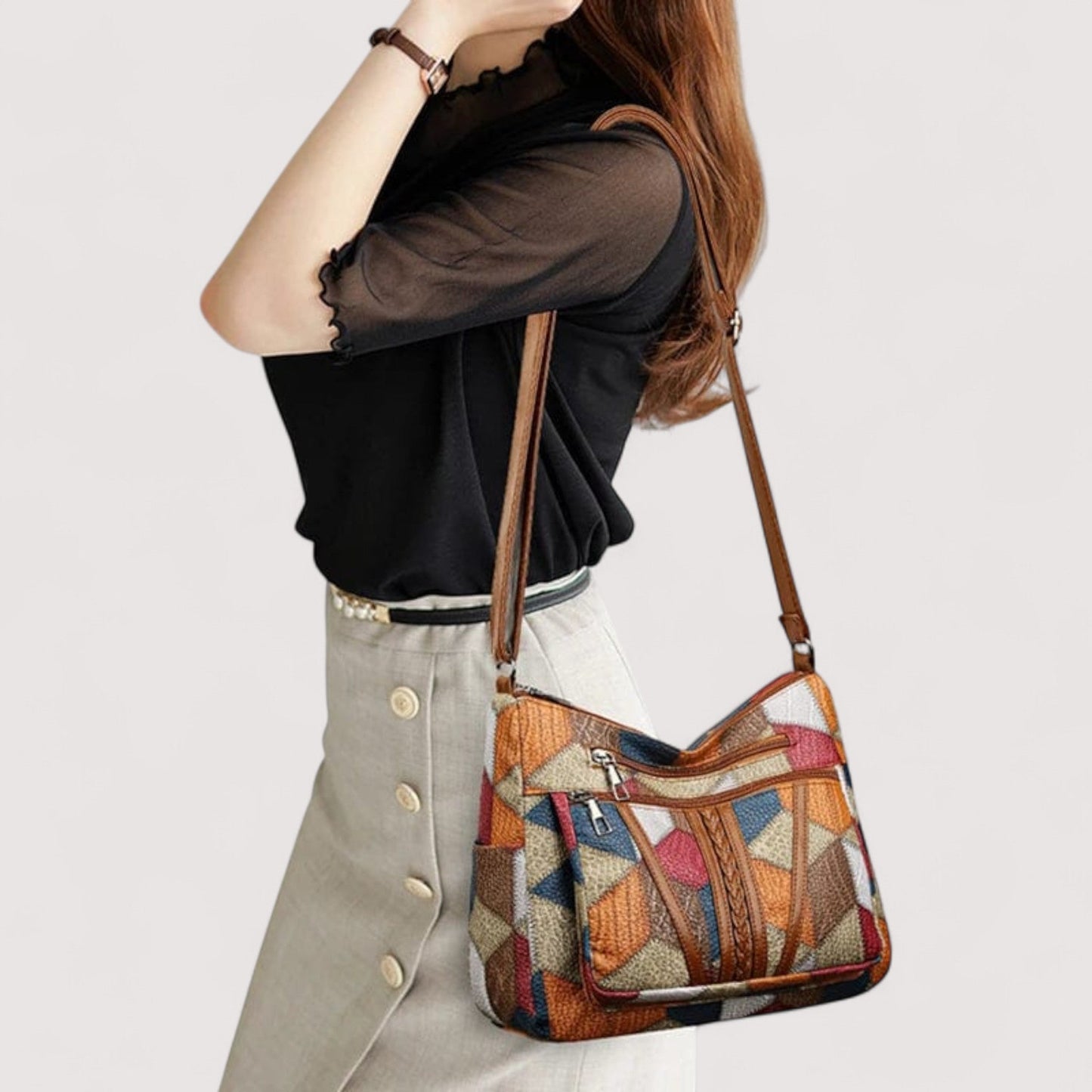 Zara™ | Mosaik-Ledertasche