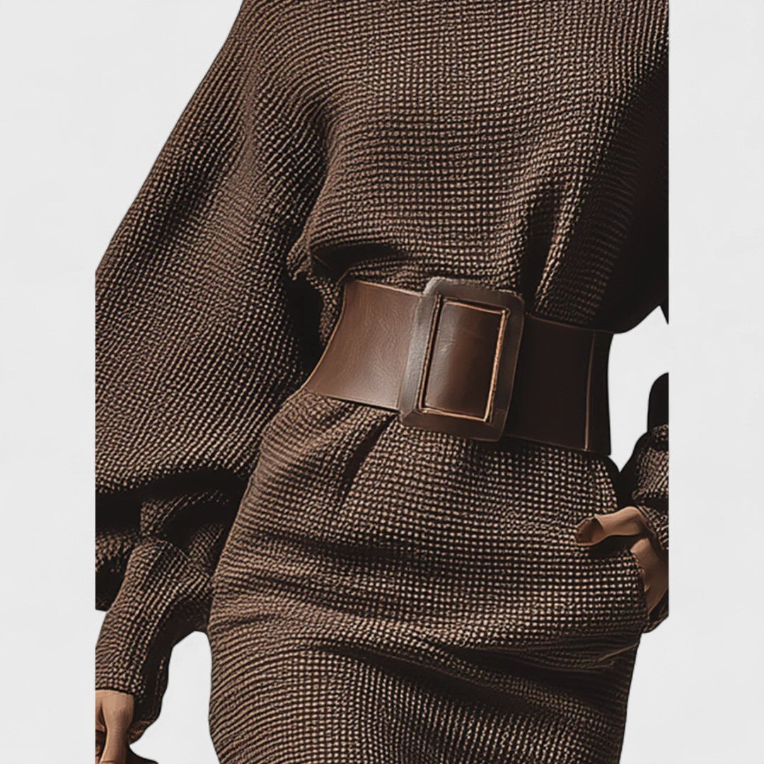 Cléa™ - Kurz geschnittenes Kleid mit strukturiertem Taillengürtel