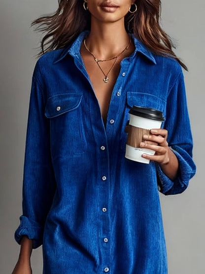 Arlette™ – Midi Shirt Dress in Corduroy