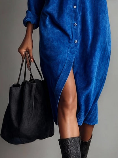 Arlette™ – Midi Shirt Dress in Corduroy