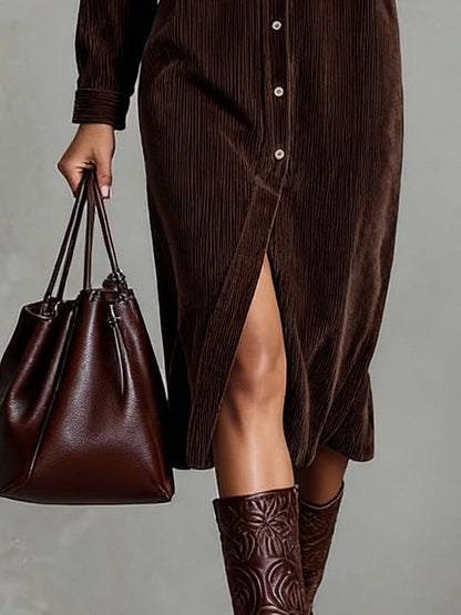 Arlette™ – Midi Shirt Dress in Corduroy