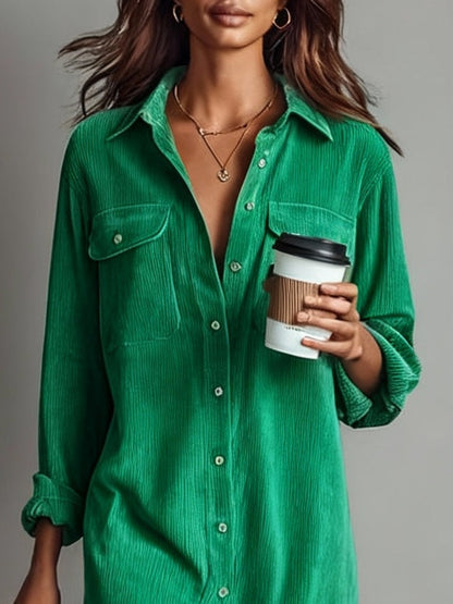 Arlette™ – Midi Shirt Dress in Corduroy