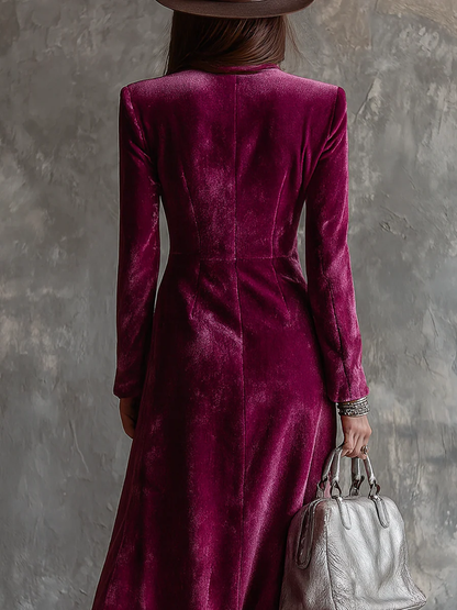 Vera™ – Velvet Maxi Blazer Dress