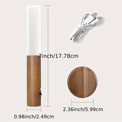 2/4pcs Motion-Activated LED Wall Sconces, Wooden Rechargeable Wall Lamp Night Lights with Magnetic Adhesive Mounting Accessories, Rechargeable Stick-On Lamps for Bedroom, Cabinets, Stairs, Hallway, Ideal for Halloween, Christmas, Thanksgiving Decor
